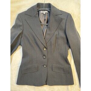 Anne Taylor Women’s Black Blazer Size 0 3 Button Pink Lining